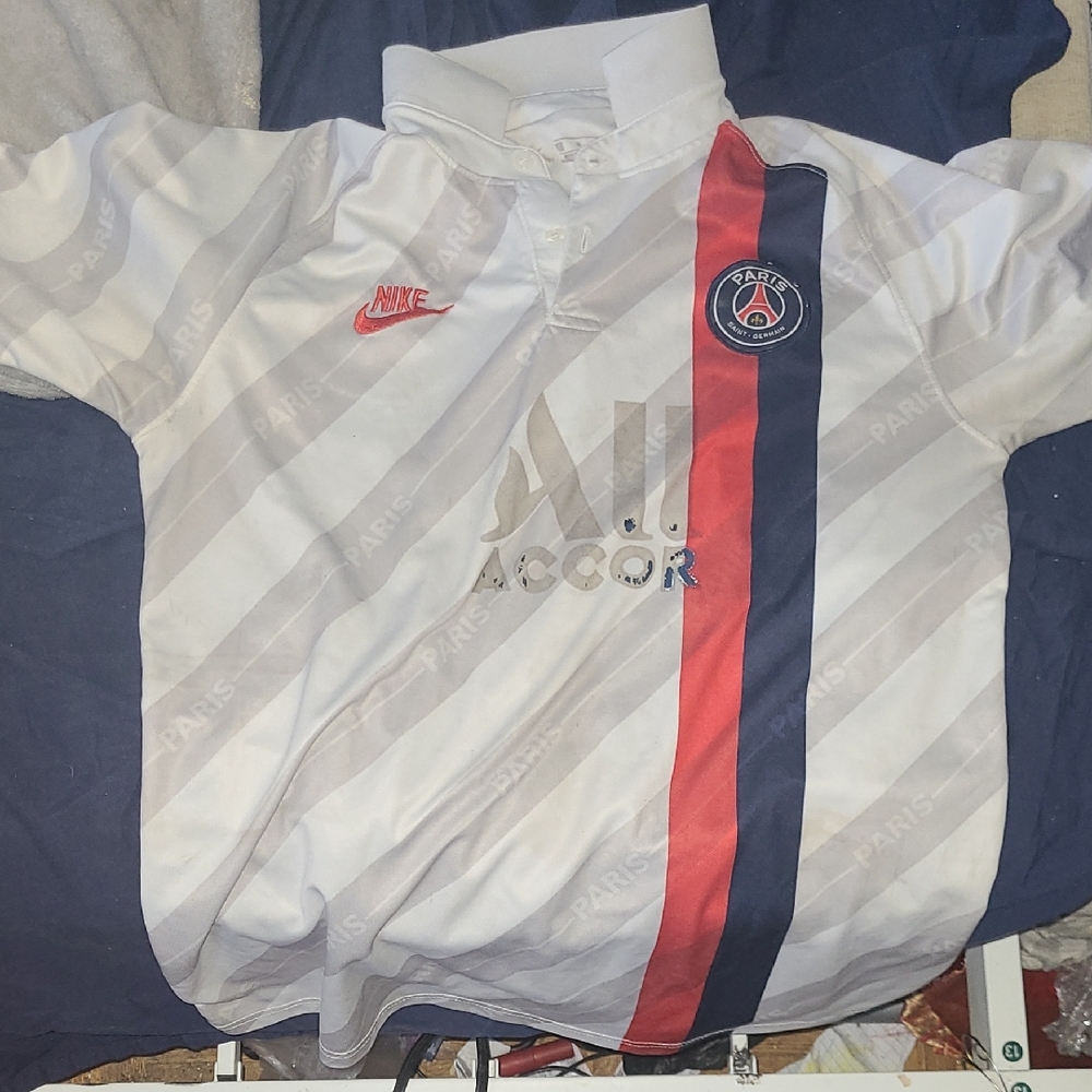Nike PSG White Jersey with Red and Blue Stripes Us LARGE